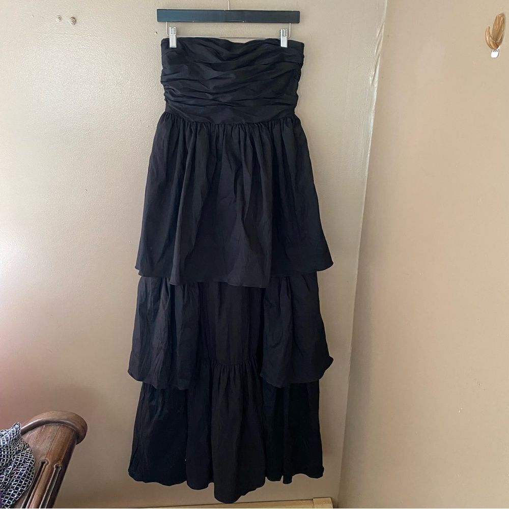 NWT Lovers and Friends Michie Maxi Dress Black high low gown taffeta Revolve S - Picture 9 of 10